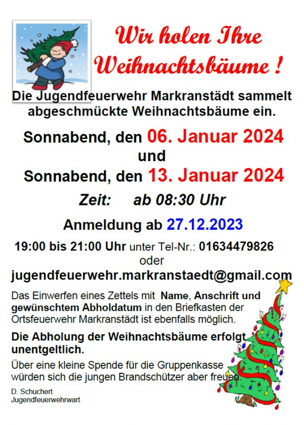 Wir holen Ihre Weihnachtsbäume!